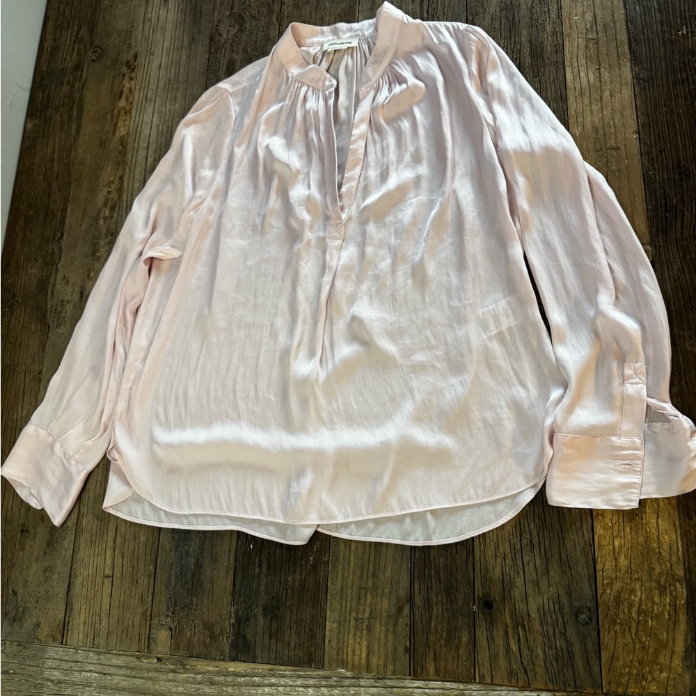 ZADIG & VOLTAIRE TINK LIGHT PINK SATIN BLOUSE. SIZE XS. 👚 🩷